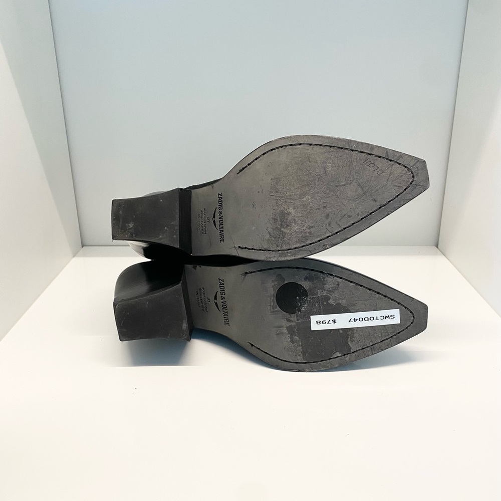 Zadig & Voltaire Cara High Western Ankle Boots Black Suede Leather - Picture 8 of 10